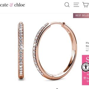 Bianca 18k Rose Gold Plated 25mm Silver Hoop Earrings with Swarovski Crystals